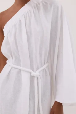 SALLY WHITE LINEN MIDI DRESS