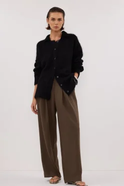 SALMA BLACK POLO NECK KNIT CARDIGAN