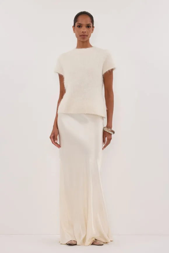 SALMA IVORY CAP SLEEVE KNIT TOP