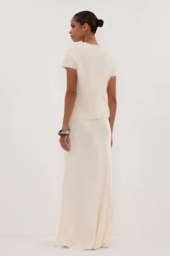 SALMA IVORY CAP SLEEVE KNIT TOP