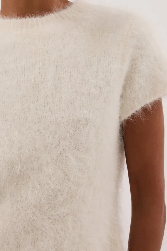 SALMA IVORY CAP SLEEVE KNIT TOP