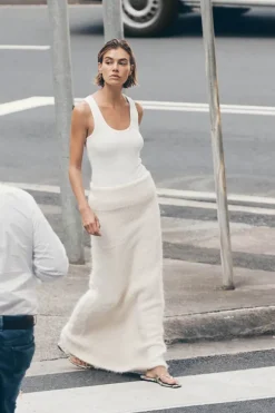 SALMA IVORY KNIT MAXI SKIRT