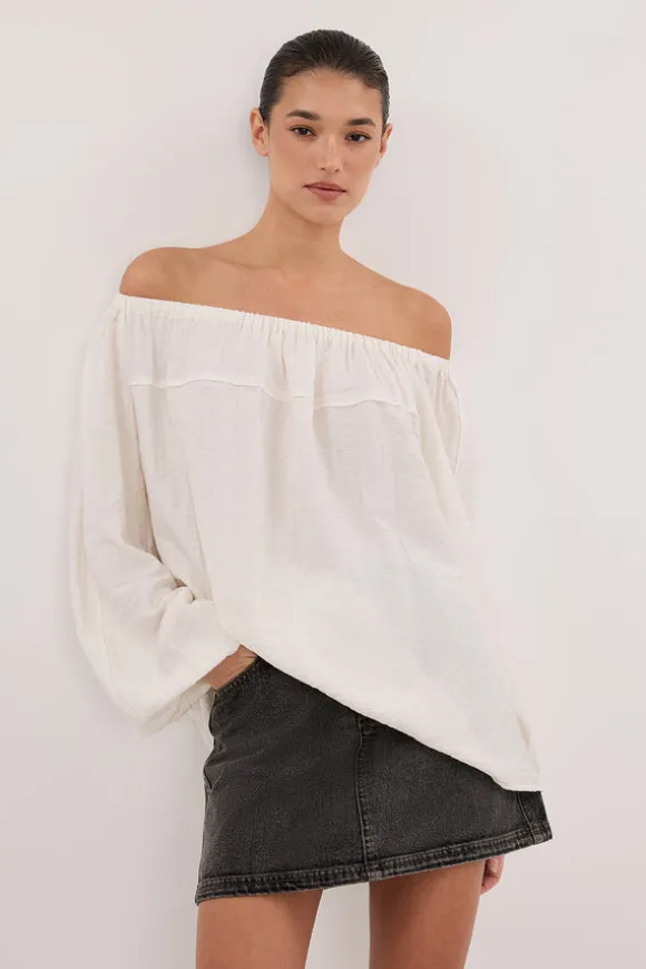 SHANIYA CREAM MARLE SLEEVED TOP