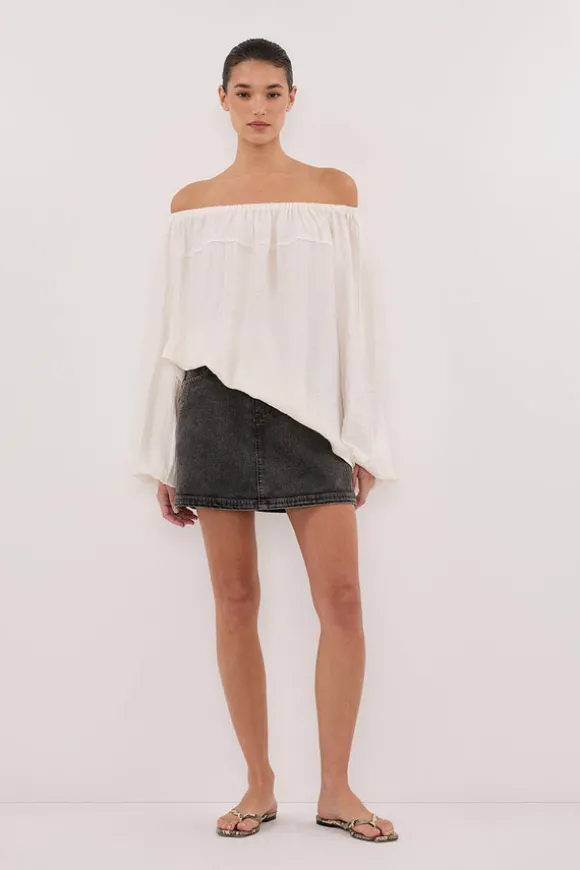 SHANIYA CREAM MARLE SLEEVED TOP
