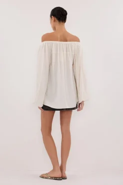 SHANIYA CREAM MARLE SLEEVED TOP