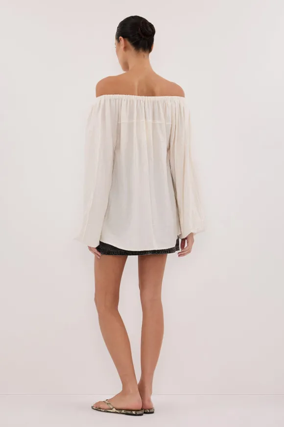 SHANIYA CREAM MARLE SLEEVED TOP