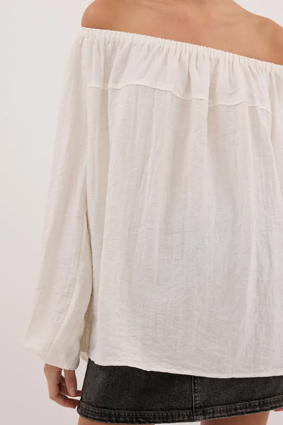 SHANIYA CREAM MARLE SLEEVED TOP