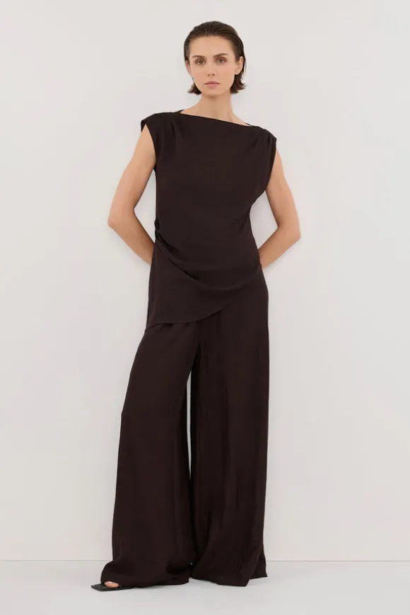 SHYLA BITTER CHOC ASYMMETRICAL TOP