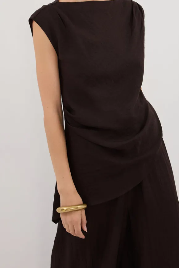 SHYLA BITTER CHOC ASYMMETRICAL TOP