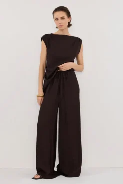 SHYLA BITTER CHOC WIDE LEG PANT
