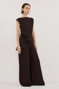 SHYLA BITTER CHOC WIDE LEG PANT