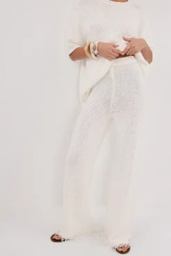 SUE OFF WHITE FRINGE KNIT PANT