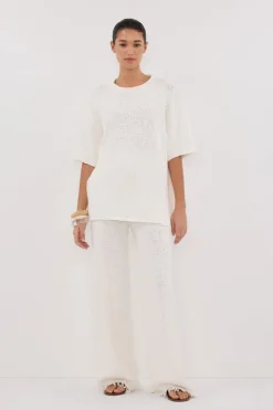 SUE OFF WHITE FRINGE KNIT PANT