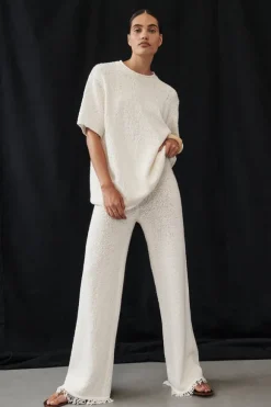 SUE OFF WHITE FRINGE KNIT PANT