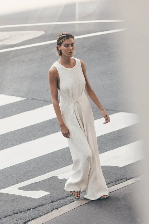SUE OFF WHITE KNIT MAXI DRESS