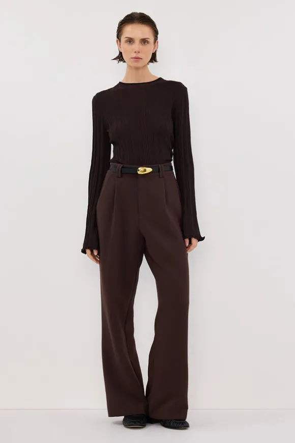 SYLVIA BITTER CHOC CREW KNIT TOP