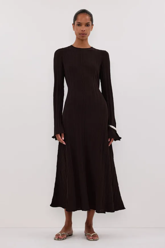 SYLVIA BITTER CHOC KNIT MIDI DRESS