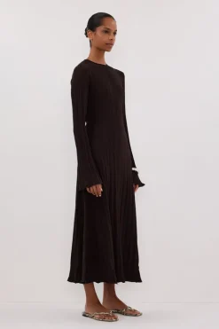 SYLVIA BITTER CHOC KNIT MIDI DRESS