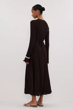 SYLVIA BITTER CHOC KNIT MIDI DRESS