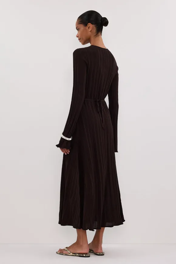 SYLVIA BITTER CHOC KNIT MIDI DRESS