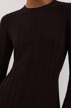 SYLVIA BITTER CHOC KNIT MIDI DRESS