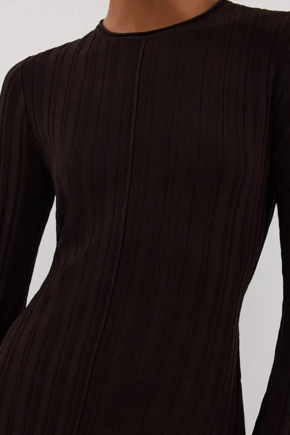 SYLVIA BITTER CHOC KNIT MIDI DRESS