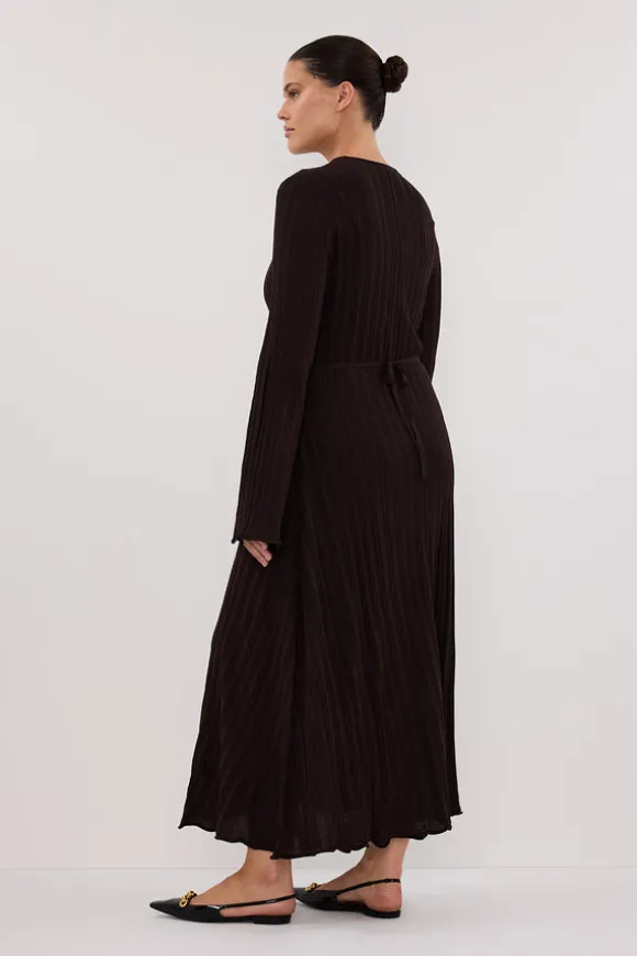SYLVIA BITTER CHOC KNIT MIDI DRESS