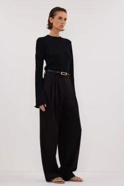 SYLVIA BLACK CREW KNIT TOP