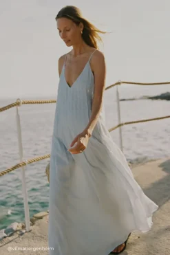 TAHLIA CORNFLOWER RAMIE MIDI DRESS