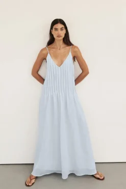 TAHLIA CORNFLOWER RAMIE MIDI DRESS