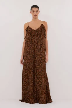 TERRA CAPRI RUST SLEEVELESS MAXI DRESS