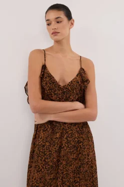TERRA CAPRI RUST SLEEVELESS MAXI DRESS