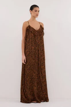 TERRA CAPRI RUST SLEEVELESS MAXI DRESS