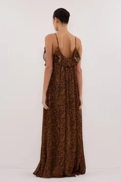 TERRA CAPRI RUST SLEEVELESS MAXI DRESS