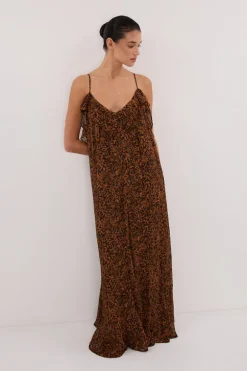 TERRA CAPRI RUST SLEEVELESS MAXI DRESS