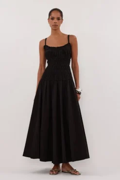 TOBY BLACK COTTON MIDI DRESS