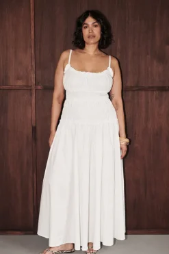 TOBY WHITE COTTON MIDI DRESS