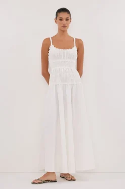 TOBY WHITE COTTON MIDI DRESS