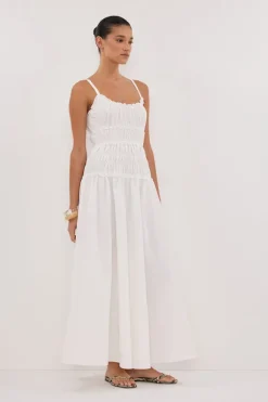 TOBY WHITE COTTON MIDI DRESS