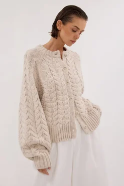 TOM CHALK CABLE KNIT CARDIGAN
