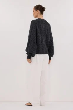 TOM CHARCOAL CABLE KNIT CARDIGAN