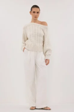 TOM CREAM ASYM KNIT JUMPER