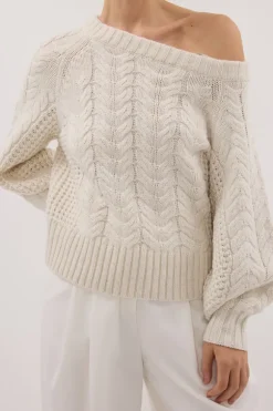 TOM CREAM ASYM KNIT JUMPER