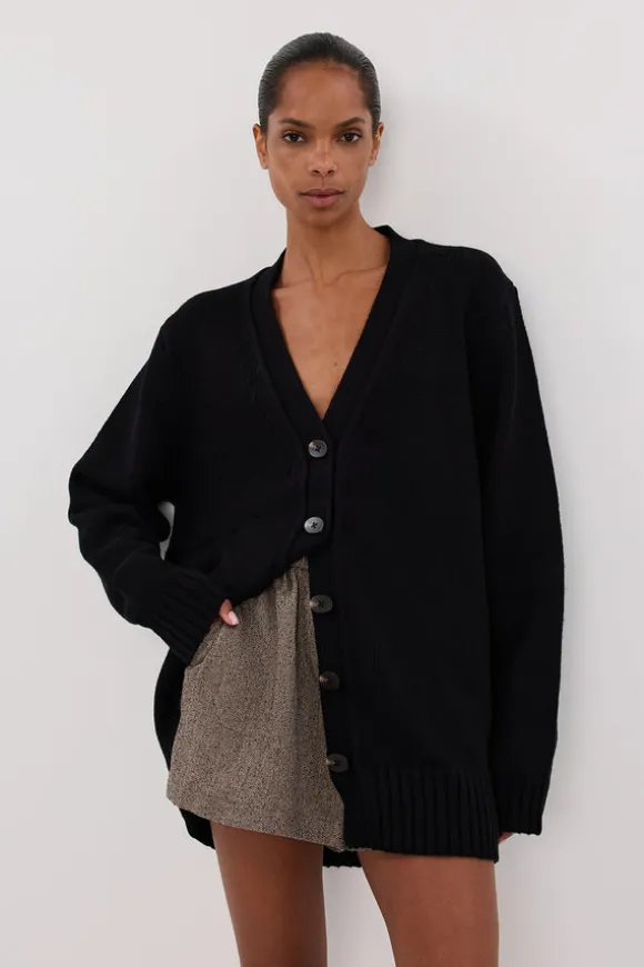 ZOE BLACK LONGLINE CARDIGAN