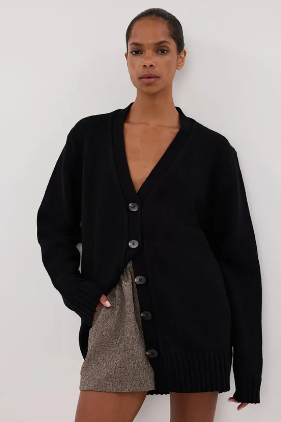 ZOE BLACK LONGLINE CARDIGAN