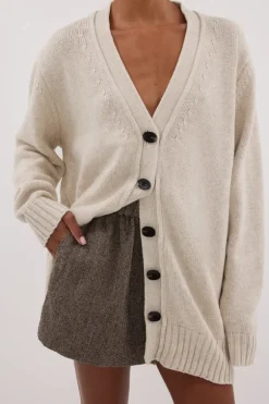 ZOE CHALK LONGLINE CARDIGAN